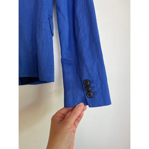 J.Crew Schoolboy Blazer Jacket Size 2 Blue Lined Office Preppy Academia Coastal - Picture 3 of 9